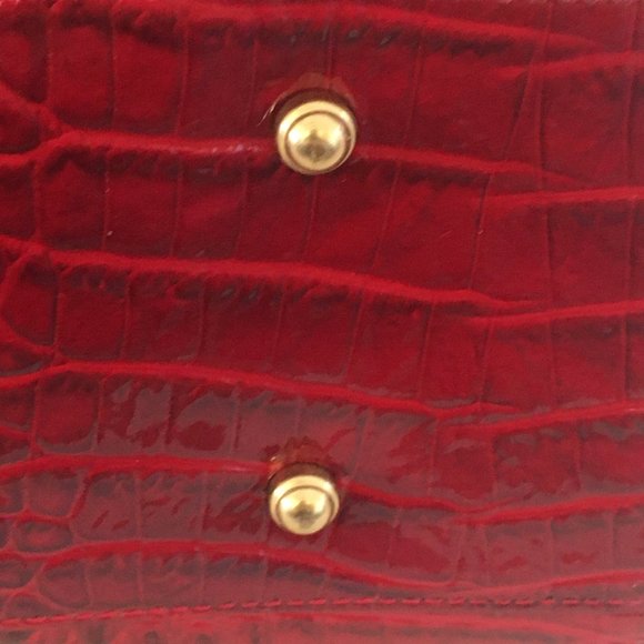 Brahmin Red Med Asher Melborne Croc Shoulder Bag Purse Tote Zip Top Cell Pocket - Picture 11 of 17